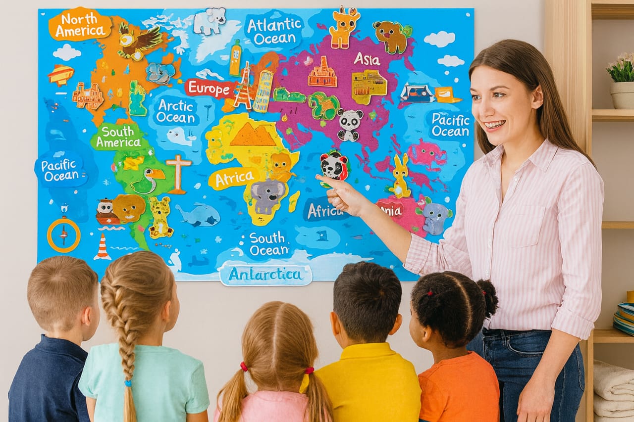 لوحة تعليمية تفاعلية من اللباد للأطفال لعبة مونتيسوري لتنمية الخيال واللغة (74×110 سم) لوحة تعليمية تفاعلية من اللباد للأطفال لعبة مونتيسوري لتنمية الخيال واللغة (74×110 سم)