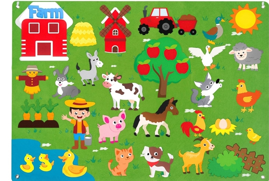 لوحة تعليمية تفاعلية من اللباد للأطفال لعبة مونتيسوري لتنمية الخيال واللغة (74×110 سم) لوحة تعليمية تفاعلية من اللباد للأطفال لعبة مونتيسوري لتنمية الخيال واللغة (74×110 سم)