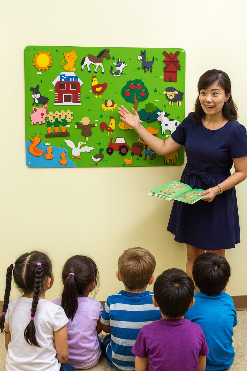 لوحة تعليمية تفاعلية من اللباد للأطفال لعبة مونتيسوري لتنمية الخيال واللغة (74×110 سم) لوحة تعليمية تفاعلية من اللباد للأطفال لعبة مونتيسوري لتنمية الخيال واللغة (74×110 سم)