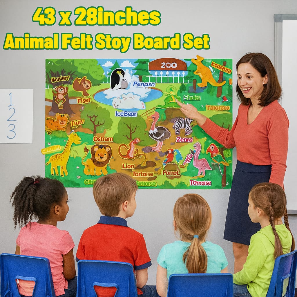 لوحة تعليمية تفاعلية من اللباد للأطفال لعبة مونتيسوري لتنمية الخيال واللغة (74×110 سم) لوحة تعليمية تفاعلية من اللباد للأطفال لعبة مونتيسوري لتنمية الخيال واللغة (74×110 سم)