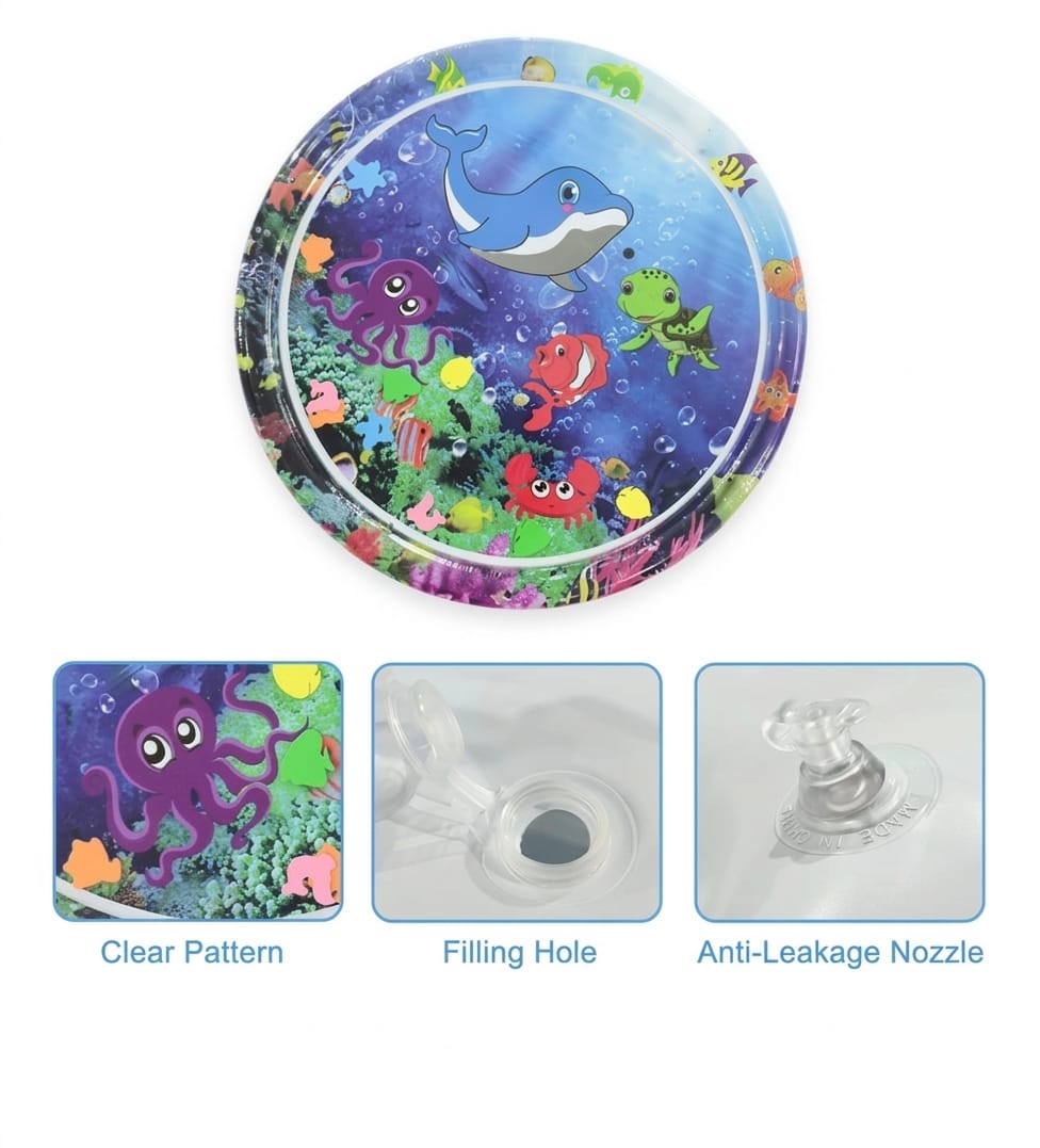 فرشة لعب مائية قابلة للنفخ للأطفال تصميم دولفين لتنمية المهارات الحركية والحواس (100×100 سم) فرشة لعب مائية قابلة للنفخ للأطفال تصميم دولفين لتنمية المهارات الحركية والحواس (100×100 سم)