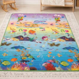 سجادة لعب للأطفال 176×116 سم , قابلة للطي ومقاومة للماء، آمنة وناعمة لأرضيات المنزل والحضانات.