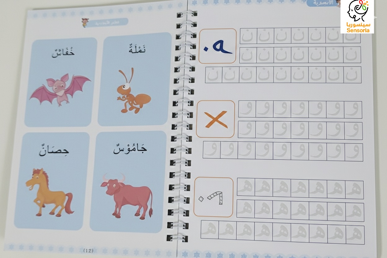  كراسة التدريب السحرية للأطفال : 4 كراسات + قلم + قبضة , تعلم الكتابة بإعادة الاستخدام - الصورة 6