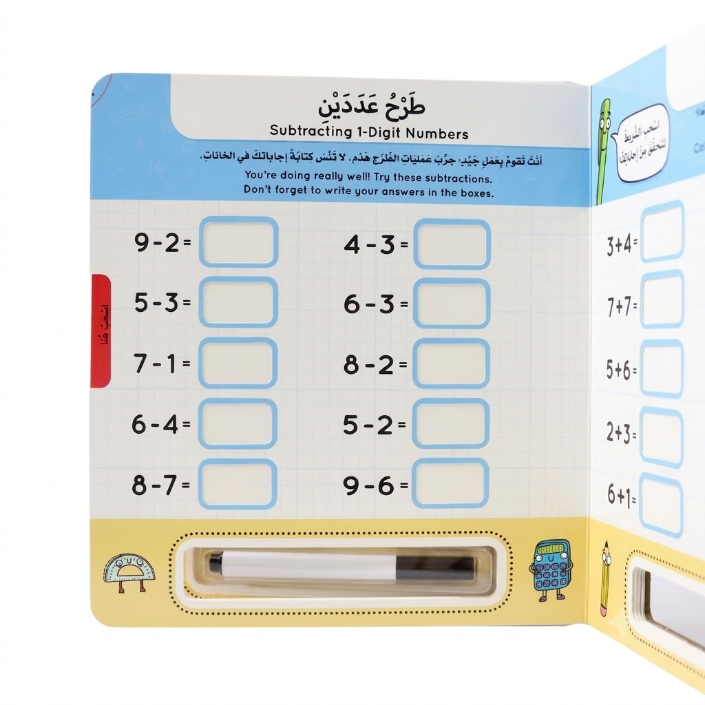 سينسوريا , كتاب الرياضيات التفاعلي لتعلم الطرح مع قلم قابل للمسح - الصورة 4