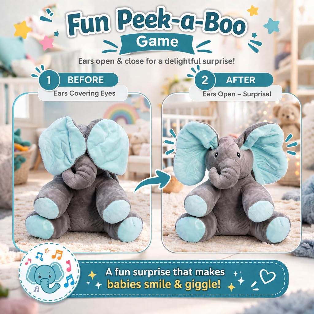 سينسوريا, الفيل الموسيقي التفاعلي – لعبة "الغميضة" (Peek-a-Boo) للأطفال - الصورة 10