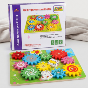 سينسوريا - لعبة المسننات الخشبية بتصميم الحيوانات (Wooden Animal Gears Block Set)