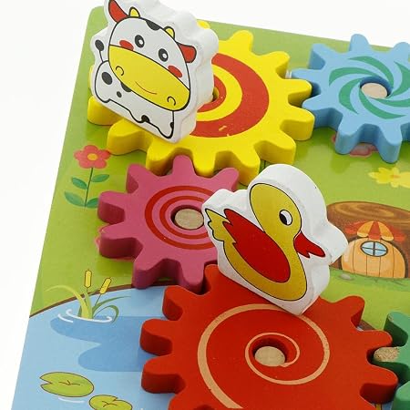 سينسوريا - لعبة المسننات الخشبية بتصميم الحيوانات (Wooden Animal Gears Block Set) - الصورة 7