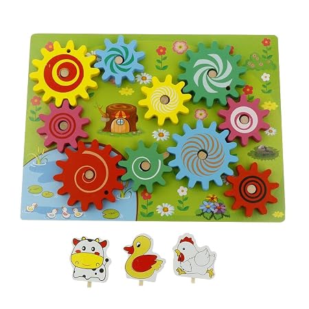 سينسوريا - لعبة المسننات الخشبية بتصميم الحيوانات (Wooden Animal Gears Block Set) - الصورة 2