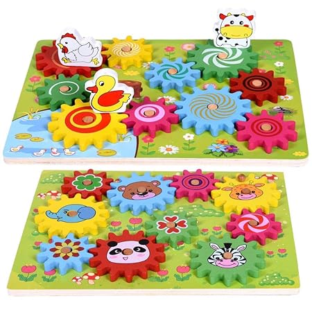 سينسوريا - لعبة المسننات الخشبية بتصميم الحيوانات (Wooden Animal Gears Block Set) - الصورة 3