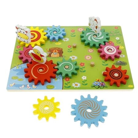 سينسوريا - لعبة المسننات الخشبية بتصميم الحيوانات (Wooden Animal Gears Block Set) - الصورة 6