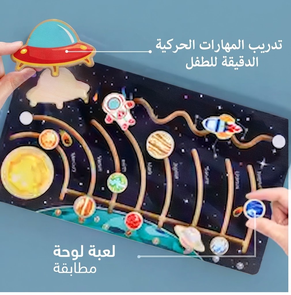 سينسوريا أحجية النظام الشمسي الخشبية – لعبة بزل مونتيسوري التعليمية STEM Learning Toy - الصورة 11