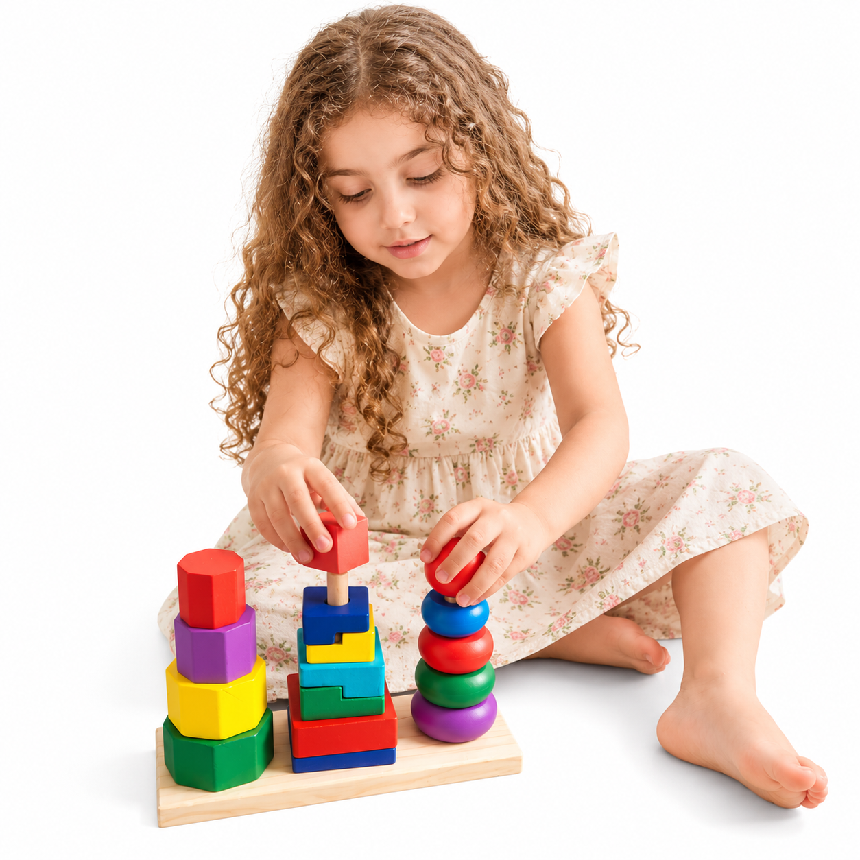 سينسوريا - برج قوس قزح الهندسي الخشبي3x1 (Tri-Column Shape Building Blocks) - الصورة 2
