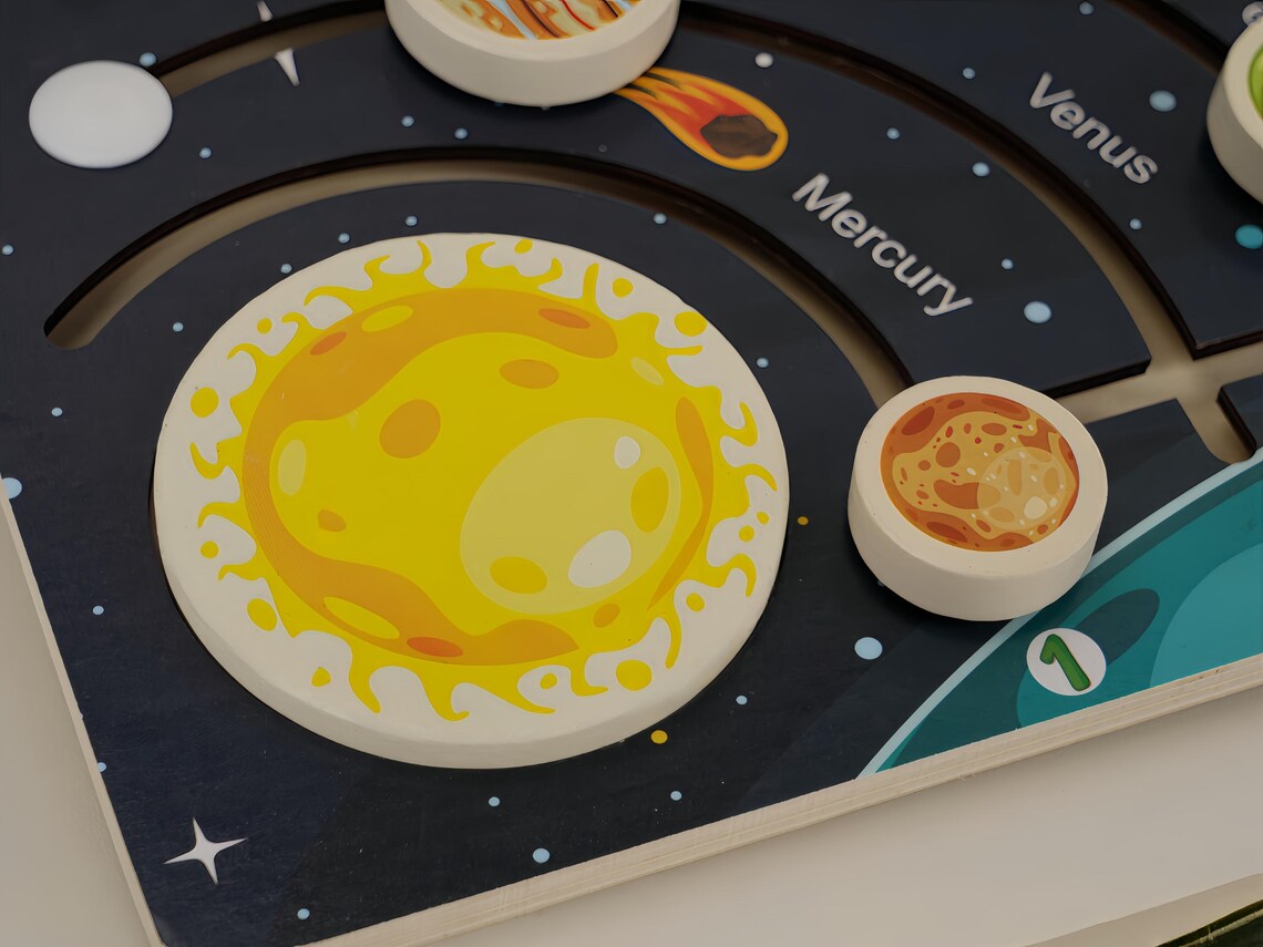 سينسوريا أحجية النظام الشمسي الخشبية – لعبة بزل مونتيسوري التعليمية STEM Learning Toy - الصورة 7