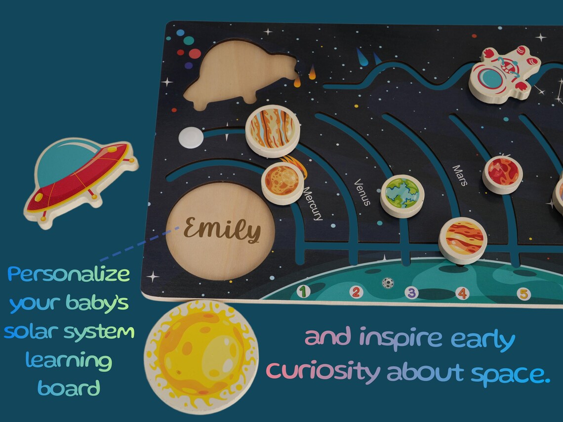 سينسوريا أحجية النظام الشمسي الخشبية – لعبة بزل مونتيسوري التعليمية STEM Learning Toy - الصورة 4
